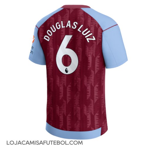 Camisa de Futebol Aston Villa Douglas Luiz #6 Equipamento Principal 2023-24 Manga Curta